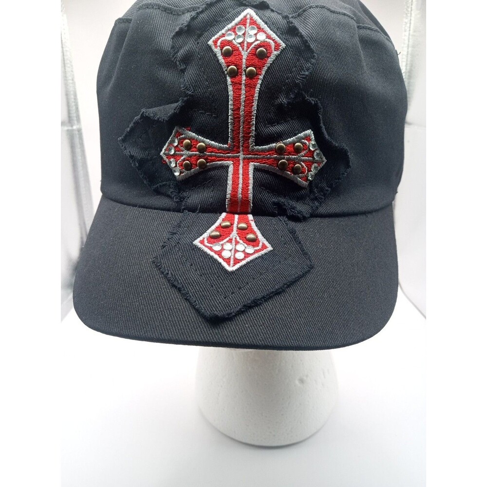 Cross Wings Bedazzled Distressed Cadet Military Army Flex Fitted Hat Cap